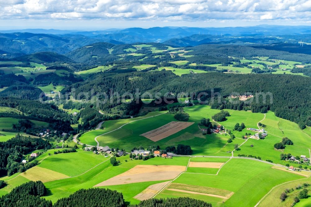 Sankt Georgen from above - Village - view on the edge of agricultural fields and farmland in Sankt Georgen in the state Baden-Wurttemberg, Germany