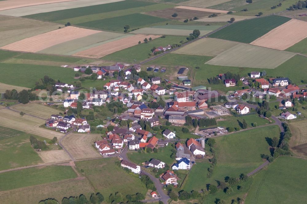 Aerial image Sarrod - Village - view on the edge of agricultural fields and farmland in Sarrod in the state Hesse, Germany