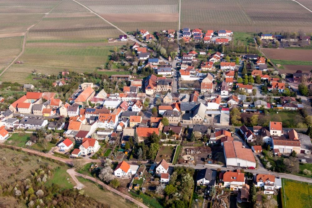 Schafhausen from the bird's eye view: Village - view on the edge of agricultural fields and farmland in Schafhausen in the state Rhineland-Palatinate, Germany