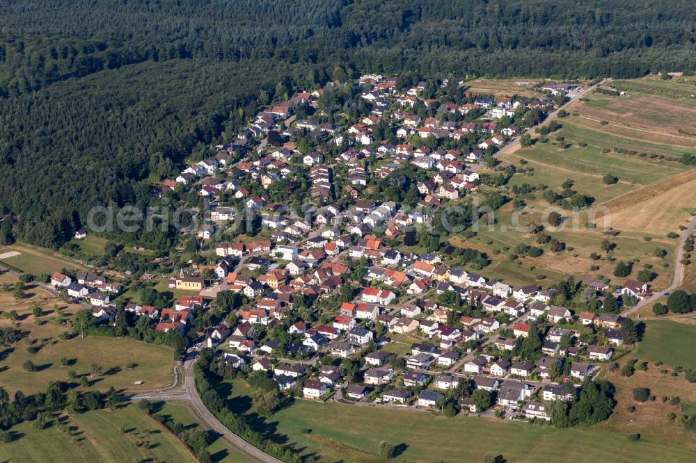 Aerial photograph Schluttenbach - Village - view on the edge of agricultural fields and farmland in Schluttenbach in the state Baden-Wurttemberg, Germany