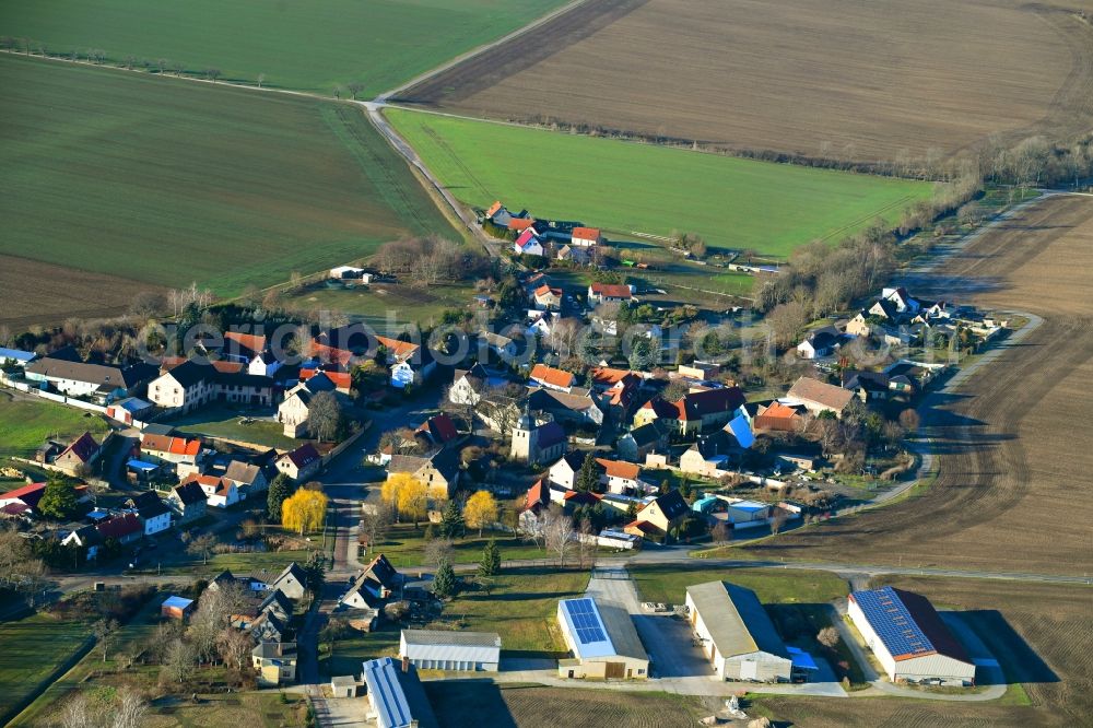 Aerial photograph Schmirma - Village - view on the edge of agricultural fields and farmland in Schmirma in the state Saxony-Anhalt, Germany