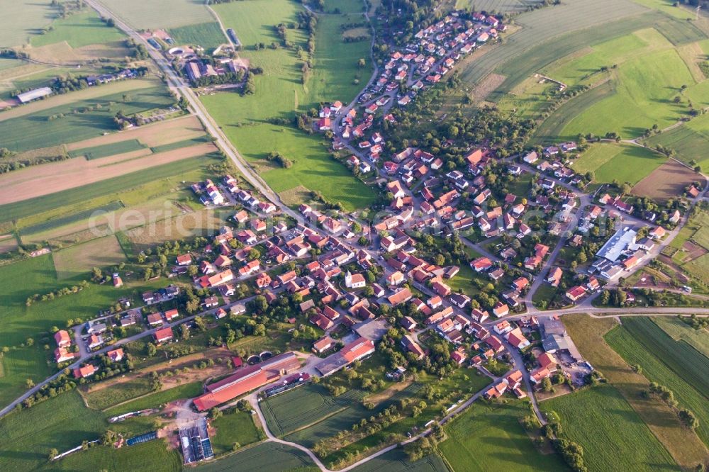 Aerial photograph Schollbrunn - Village - view on the edge of agricultural fields and farmland in Schollbrunn in the state Baden-Wurttemberg, Germany