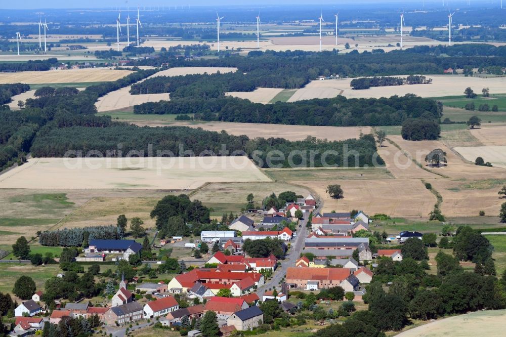 Aerial image Schorstedt - Village - view on the edge of agricultural fields and farmland in Schorstedt in the state Saxony-Anhalt, Germany