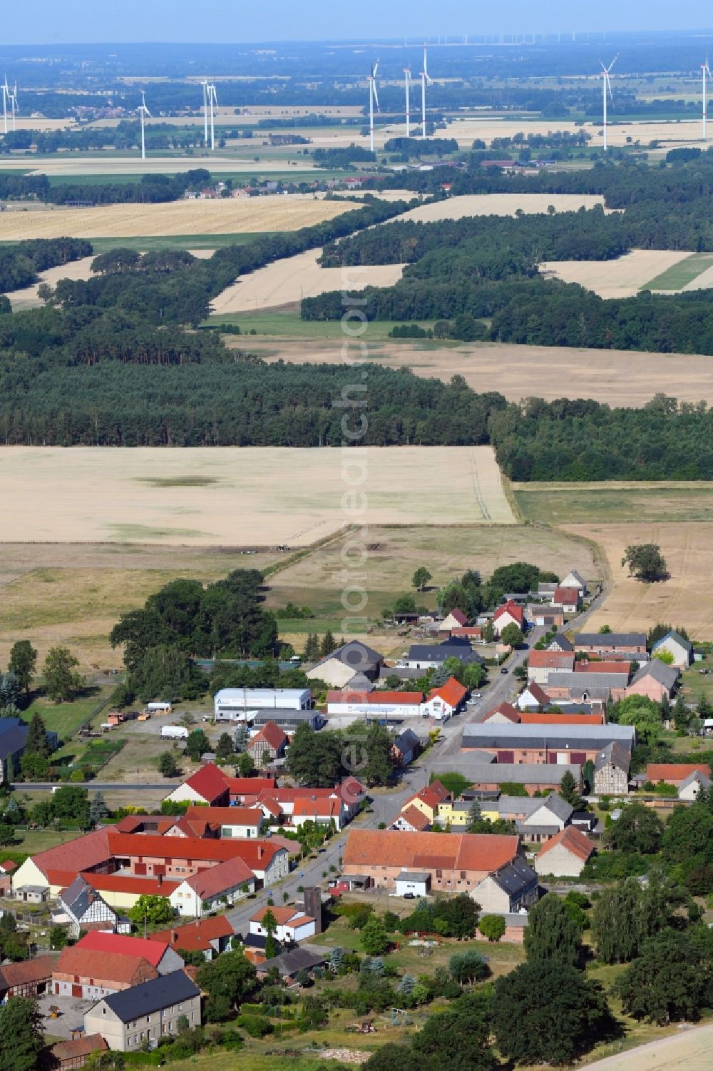 Schorstedt from above - Village - view on the edge of agricultural fields and farmland in Schorstedt in the state Saxony-Anhalt, Germany