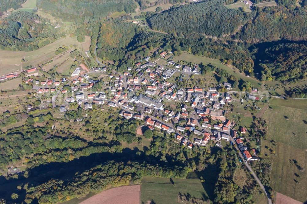 Schweix from the bird's eye view: Village - view on the edge of agricultural fields and farmland in Schweix in the state Rhineland-Palatinate, Germany