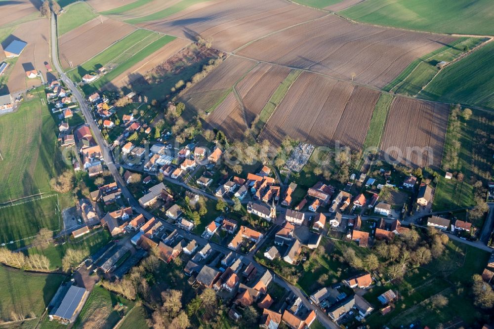 Aerial image Siegen - Village - view on the edge of agricultural fields and farmland in Siegen in Grand Est, France