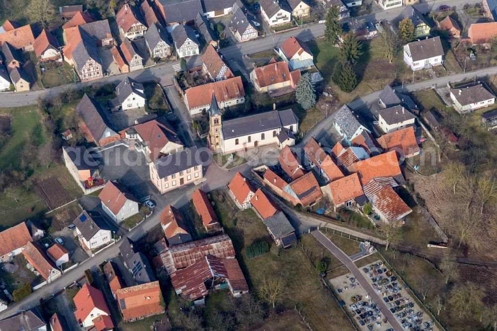 Aerial photograph Siegen - Village - view on the edge of agricultural fields and farmland in Siegen in Grand Est, France