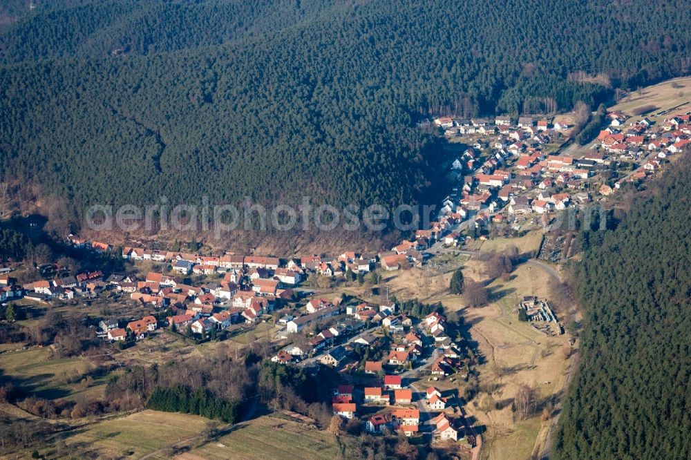 Aerial image Spirkelbach - Village - view on the edge of agricultural fields and farmland in Spirkelbach in the state Rhineland-Palatinate, Germany