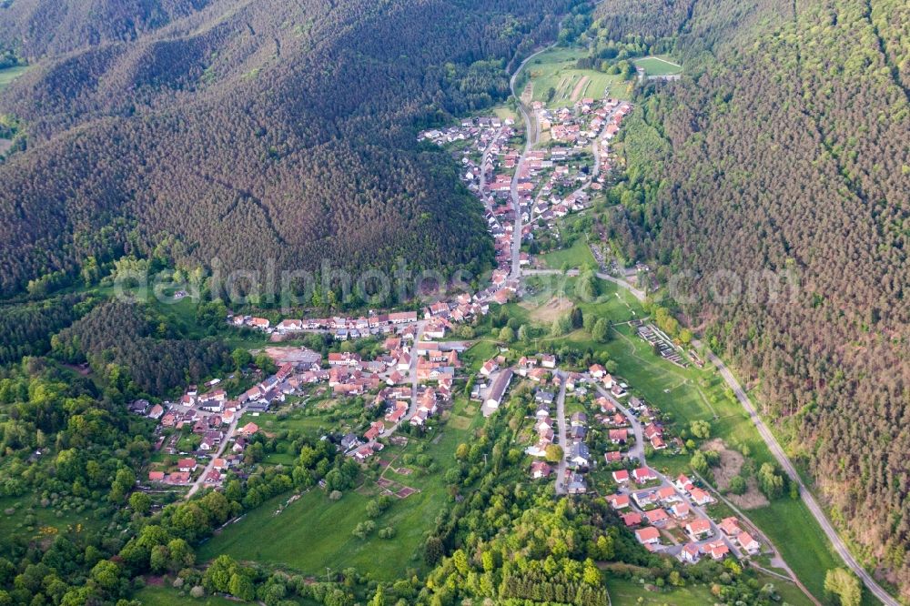 Spirkelbach from above - Village - view on the edge of agricultural fields and farmland in Spirkelbach in the state Rhineland-Palatinate, Germany