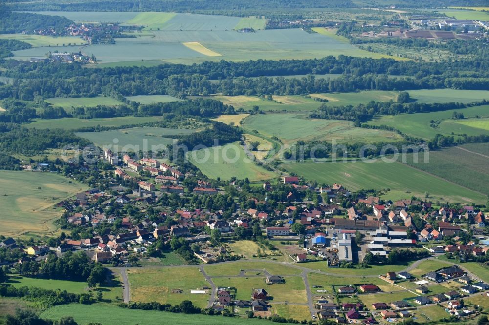 Aerial image Stankovice - Stankowitz - Village - view on the edge of agricultural fields and farmland in Stankovice - Stankowitz in Ustecky kraj - Aussiger Region, Czech Republic