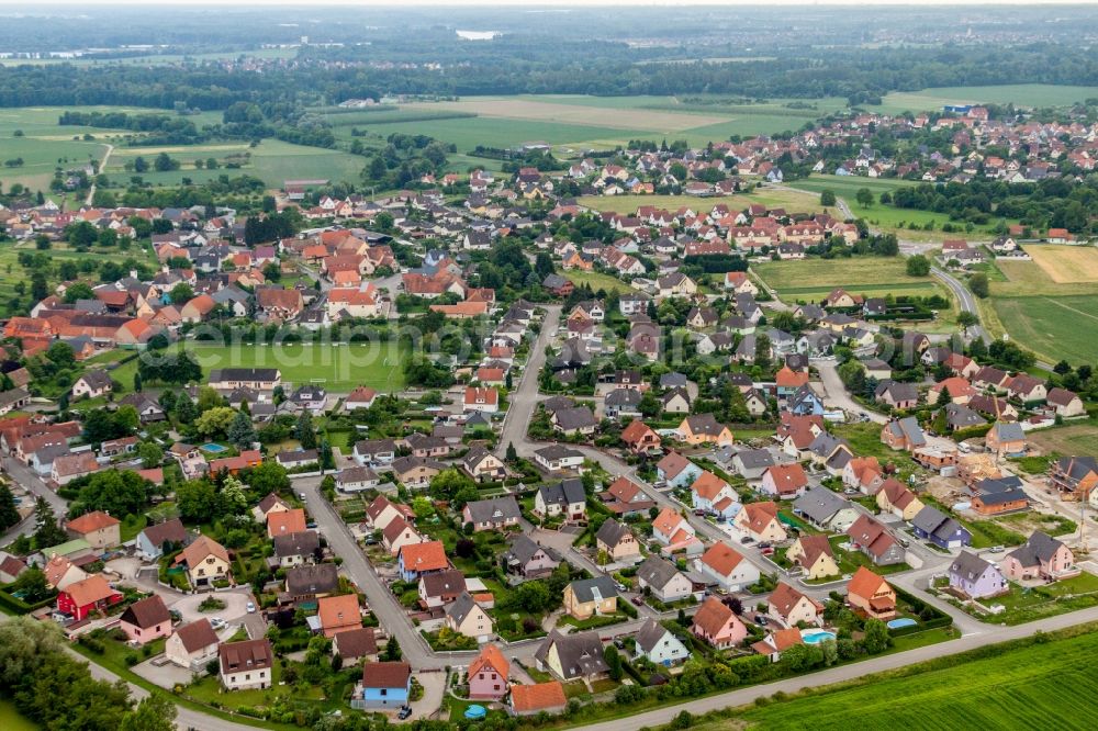 Stattmatten from above - Village - view on the edge of agricultural fields and farmland in Stattmatten in Grand Est, France