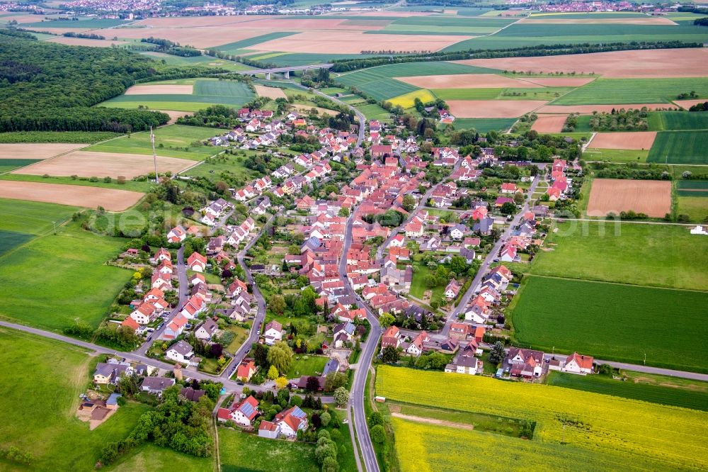 Stettbach from above - Village - view on the edge of agricultural fields and farmland in Stettbach in the state Bavaria, Germany