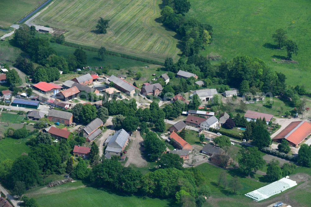 Stresendorf from above - Village - view on the edge of agricultural fields and farmland in Stresendorf in the state Mecklenburg - Western Pomerania, Germany