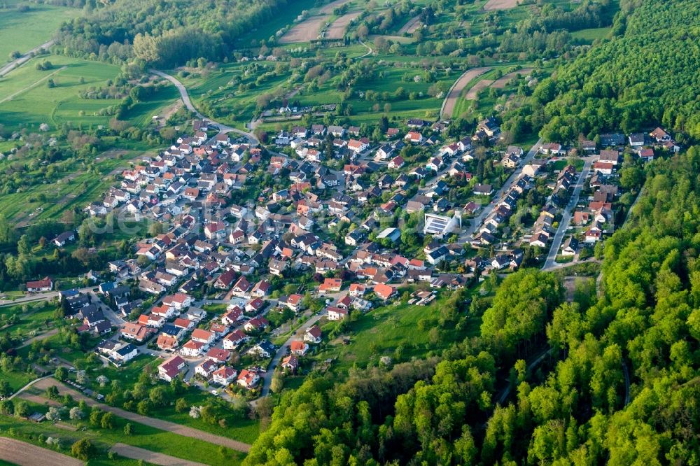 Sulzbach from the bird's eye view: Village - view on the edge of agricultural fields and farmland in Sulzbach in the state Baden-Wurttemberg, Germany