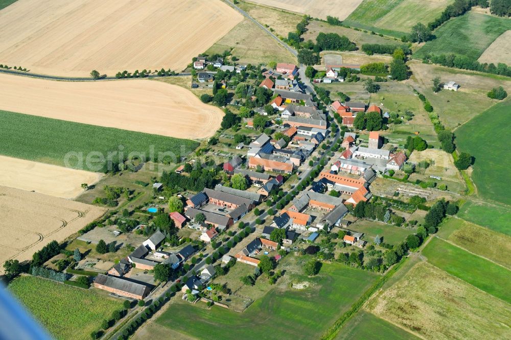 Aerial photograph Thielbeer - Village - view on the edge of agricultural fields and farmland in Thielbeer in the state Saxony-Anhalt, Germany