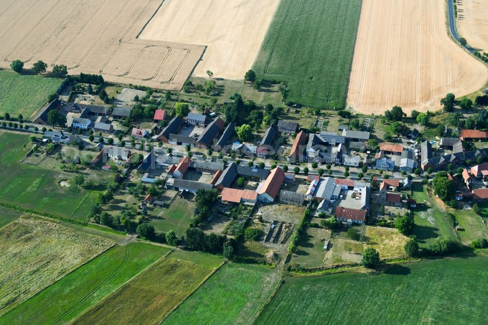 Aerial photograph Thielbeer - Village - view on the edge of agricultural fields and farmland in Thielbeer in the state Saxony-Anhalt, Germany