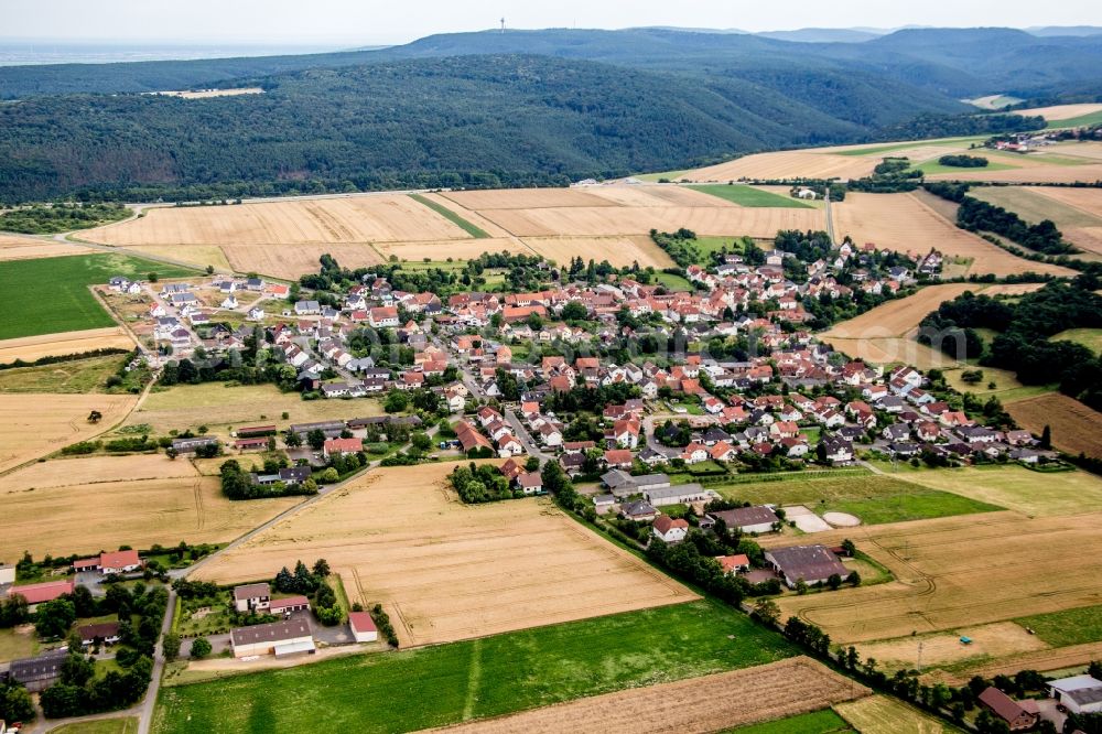 Aerial image Tiefenthal - Village - view on the edge of agricultural fields and farmland in Tiefenthal in the state Rhineland-Palatinate, Germany