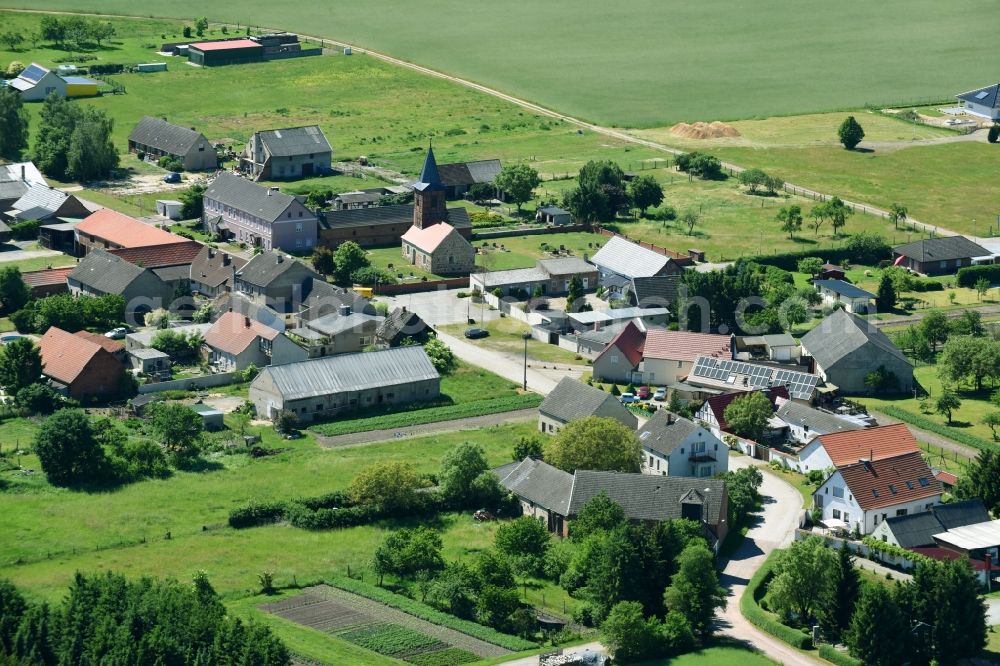 Vahrholz from above - Village - view on the edge of agricultural fields and farmland in Vahrholz in the state Saxony-Anhalt, Germany