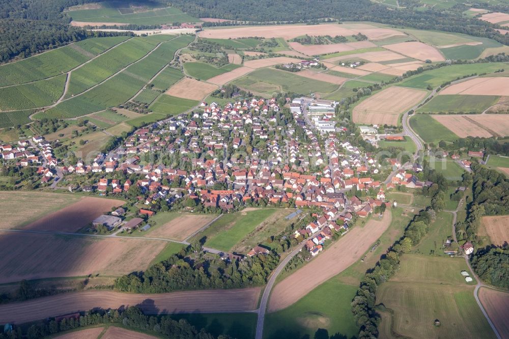 Aerial image Vaihingen an der Enz - Village - view on the edge of agricultural fields and farmland in Vaihingen an der Enz in the state Baden-Wuerttemberg, Germany