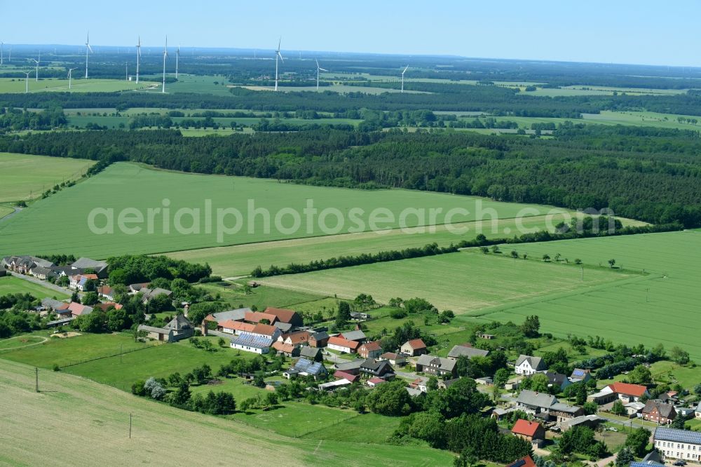 Vietzen from above - Village - view on the edge of agricultural fields and farmland in Vietzen in the state Saxony-Anhalt, Germany