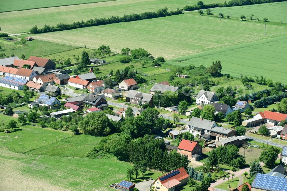 Vietzen from the bird's eye view: Village - view on the edge of agricultural fields and farmland in Vietzen in the state Saxony-Anhalt, Germany