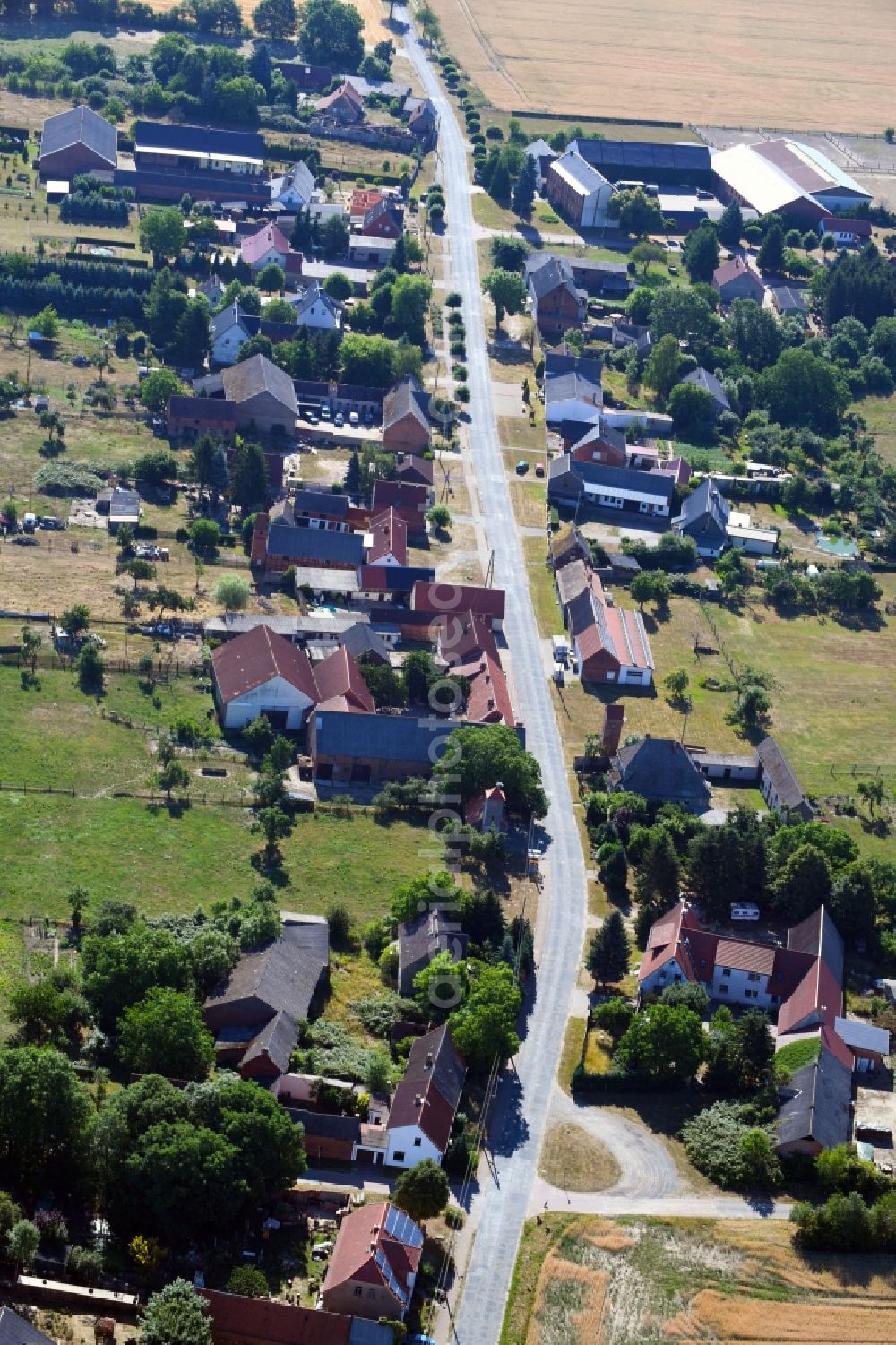 Aerial image Vietzen - Village - view on the edge of agricultural fields and farmland in Vietzen in the state Saxony-Anhalt, Germany