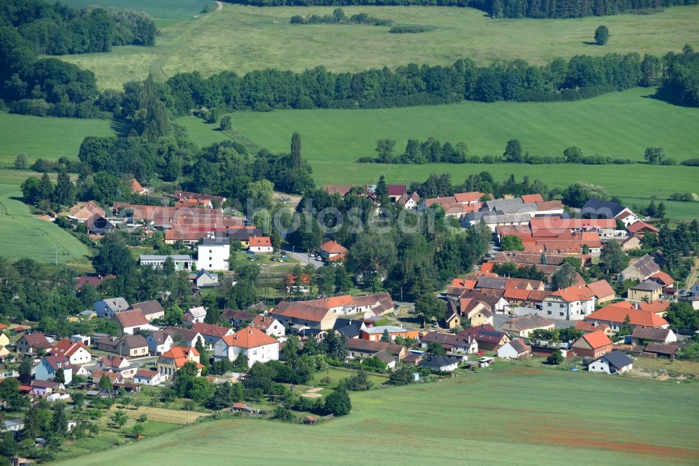 Aerial image Vstis - Stich - Village - view on the edge of agricultural fields and farmland in Vstis - Stich in Plzensky kraj - Pilsner Region - Boehmen, Czech Republic