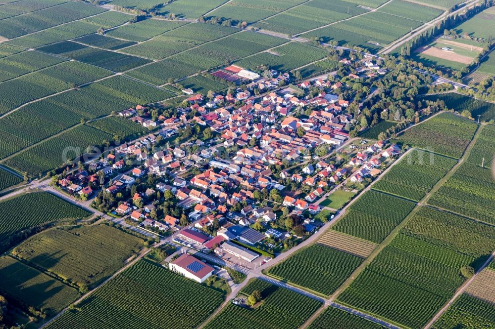 Aerial photograph Walsheim - Village - view on the edge of agricultural fields and farmland in Walsheim in the state Rhineland-Palatinate, Germany