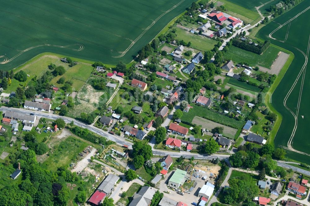 Wendelstorf from above - Village - view on the edge of agricultural fields and farmland in Wendelstorf in the state Mecklenburg - Western Pomerania, Germany