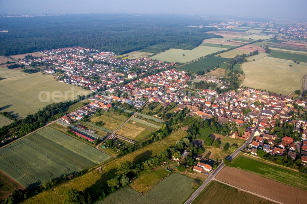 Aerial image Westheim (Pfalz) - Village - view on the edge of agricultural fields and farmland in Westheim (Pfalz) in the state Rhineland-Palatinate, Germany