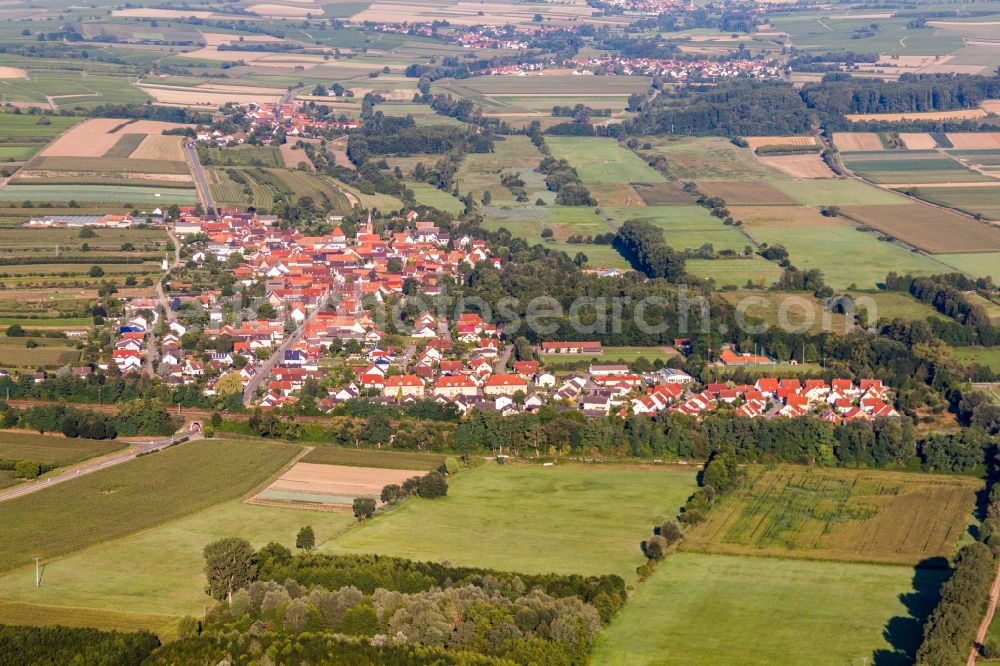 Aerial image Winden - Village - view on the edge of agricultural fields and farmland in Winden in the state Rhineland-Palatinate, Germany