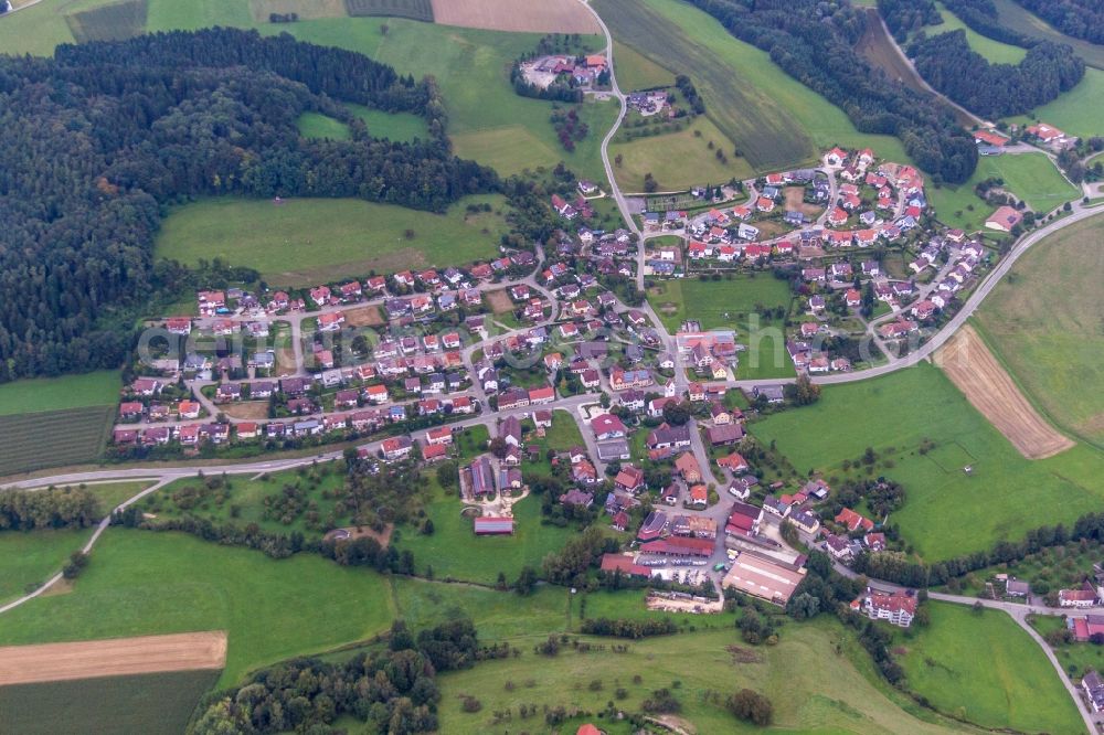 Aerial image Winterspüren - Village - view on the edge of agricultural fields and farmland in Winterspueren in the state Baden-Wurttemberg, Germany