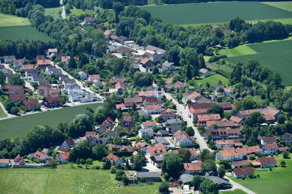 Wifling from above - Village - view on the edge of agricultural fields and farmland in Woerth in the state Bavaria, Germany