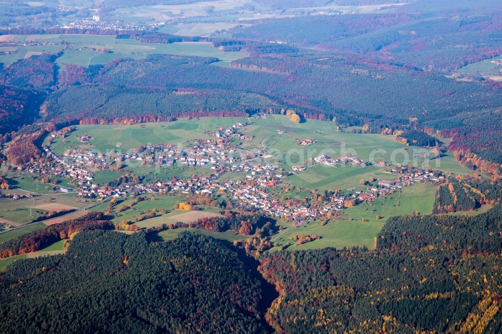 Aerial photograph Würzberg - Village - view on the edge of agricultural fields and farmland in Wuerzberg in the state Hesse, Germany