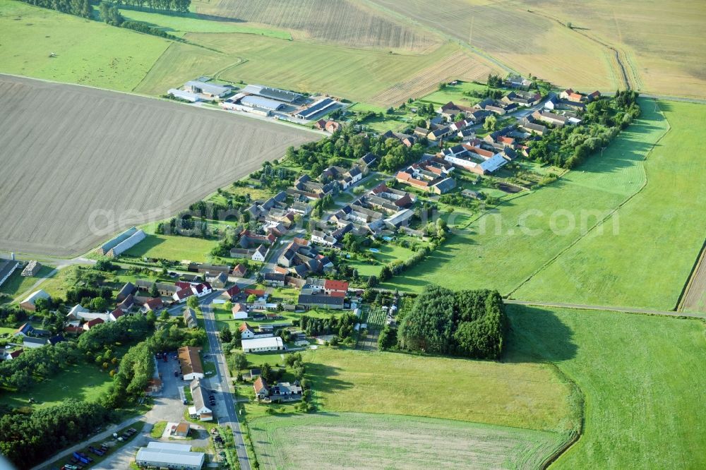 Aerial photograph Zahna-Elster - Village - view on the edge of agricultural fields and farmland in Zahna-Elster in the state Saxony-Anhalt, Germany