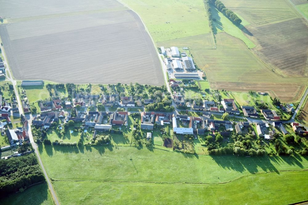 Zahna-Elster from above - Village - view on the edge of agricultural fields and farmland in Zahna-Elster in the state Saxony-Anhalt, Germany