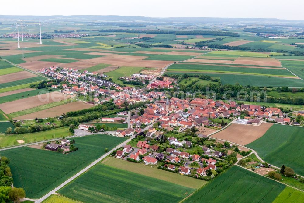 Aerial photograph Zeilitzheim - Village - view on the edge of agricultural fields and farmland in Zeilitzheim in the state Bavaria, Germany