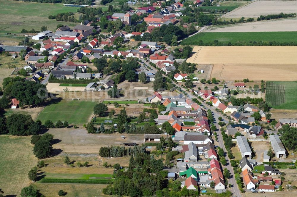 Aerial photograph Zethlingen - Village - view on the edge of agricultural fields and farmland in Zethlingen in the state Saxony-Anhalt, Germany