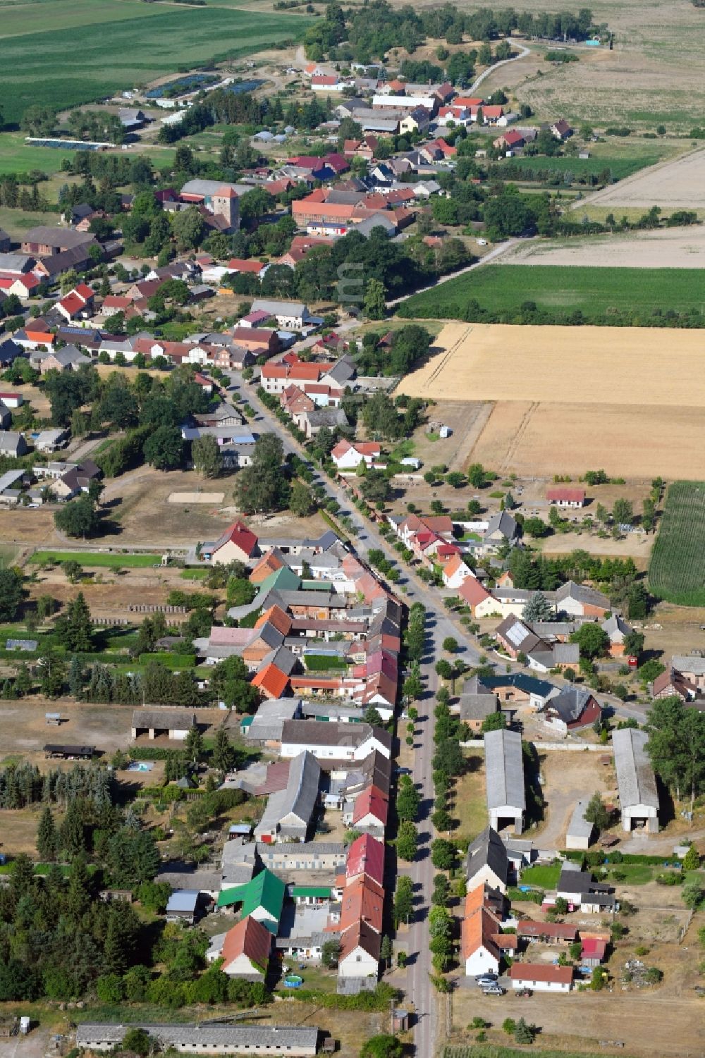 Zethlingen from above - Village - view on the edge of agricultural fields and farmland in Zethlingen in the state Saxony-Anhalt, Germany