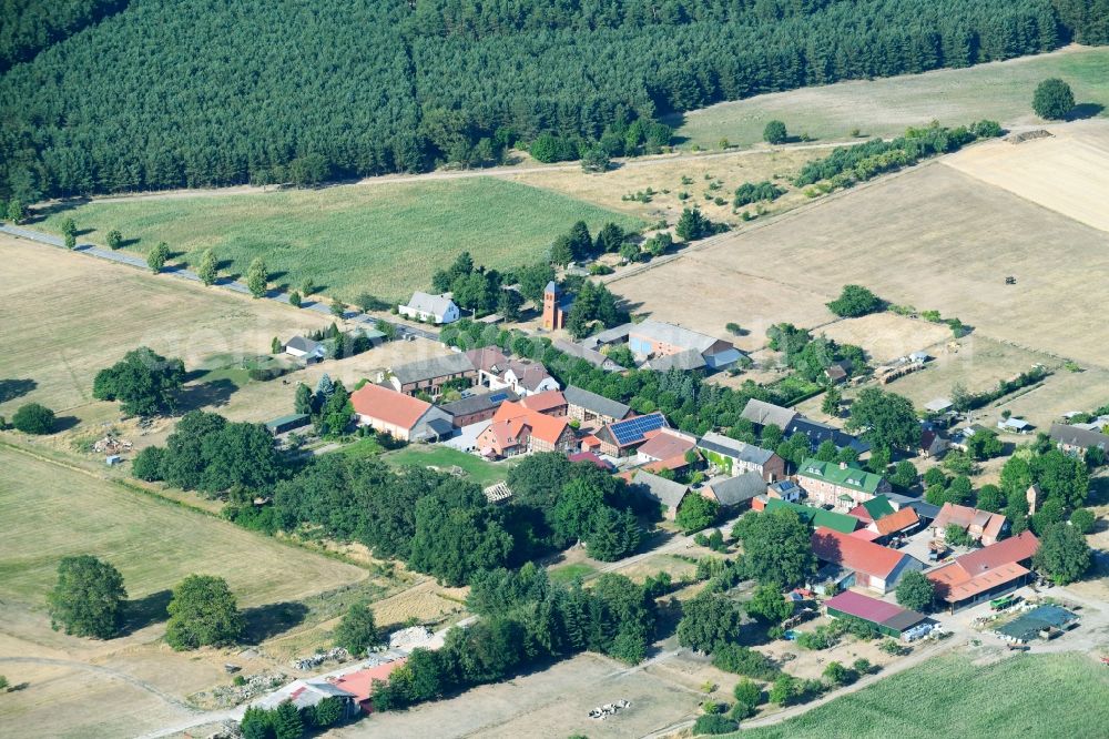 Aerial image Zühlen - Village - view on the edge of agricultural fields and farmland in Zuehlen in the state Saxony-Anhalt, Germany