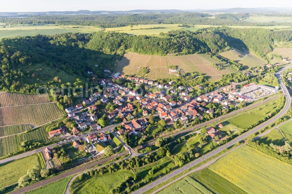 Ziegelanger from above - Village - view on the edge of agricultural fields and farmland in Ziegelanger in the state Bavaria, Germany