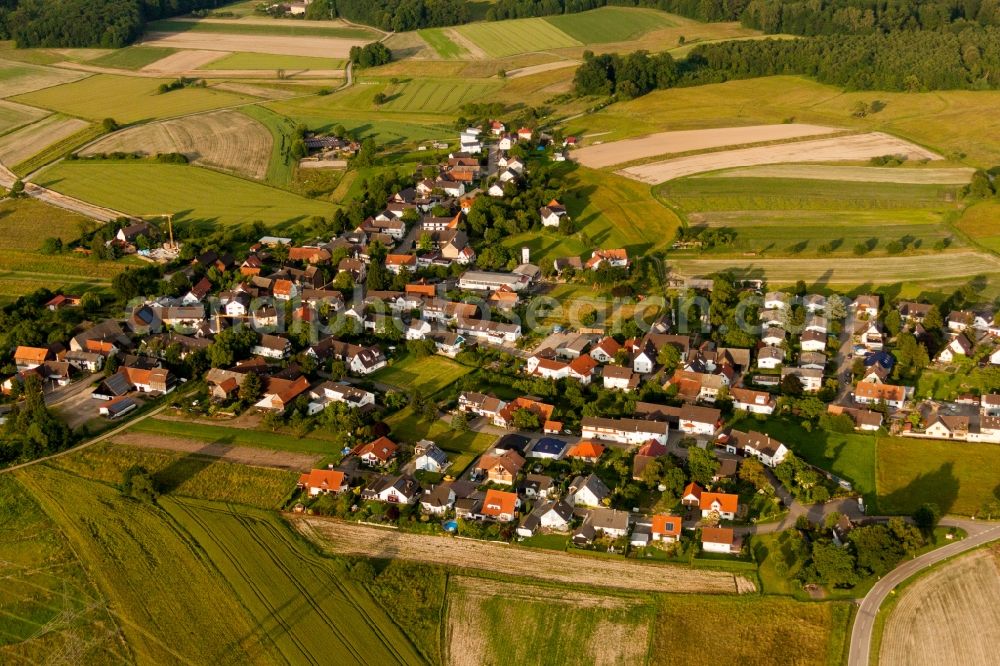 Zierolshofen from the bird's eye view: Village - view on the edge of agricultural fields and farmland in Zierolshofen in the state Baden-Wurttemberg, Germany