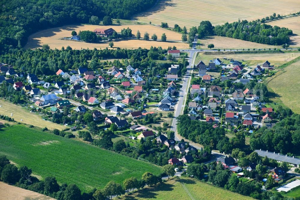 Zützen from above - Village - view on the edge of agricultural fields and farmland in Zuetzen in the state Brandenburg, Germany