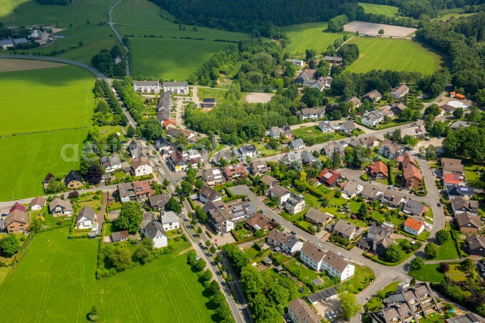 Aerial image Zurstraße - Village - view on the edge of agricultural fields and farmland in Zurstrasse in the state North Rhine-Westphalia, Germany