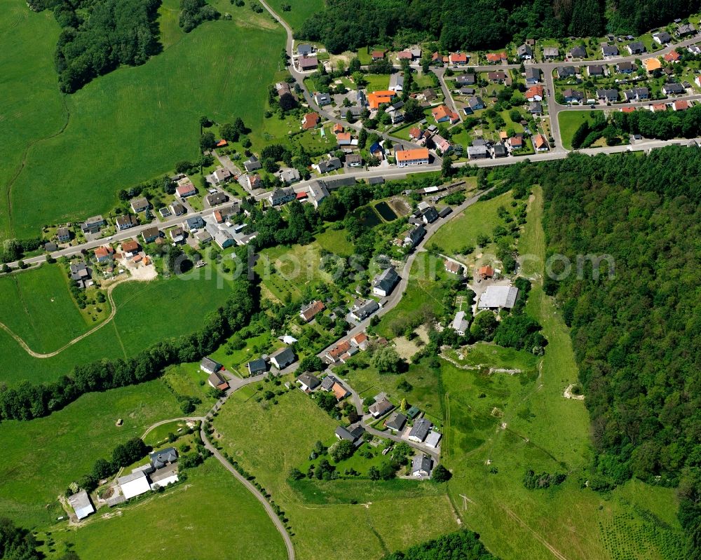 Abentheuer from above - Village - view on the edge of forested areas in Abentheuer in the state Rhineland-Palatinate, Germany