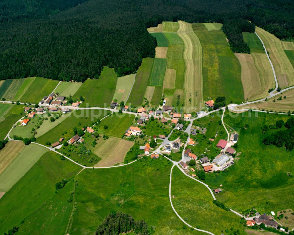 Aichhalden from above - Village - view on the edge of forested areas in Aichhalden in the state Baden-Wuerttemberg, Germany