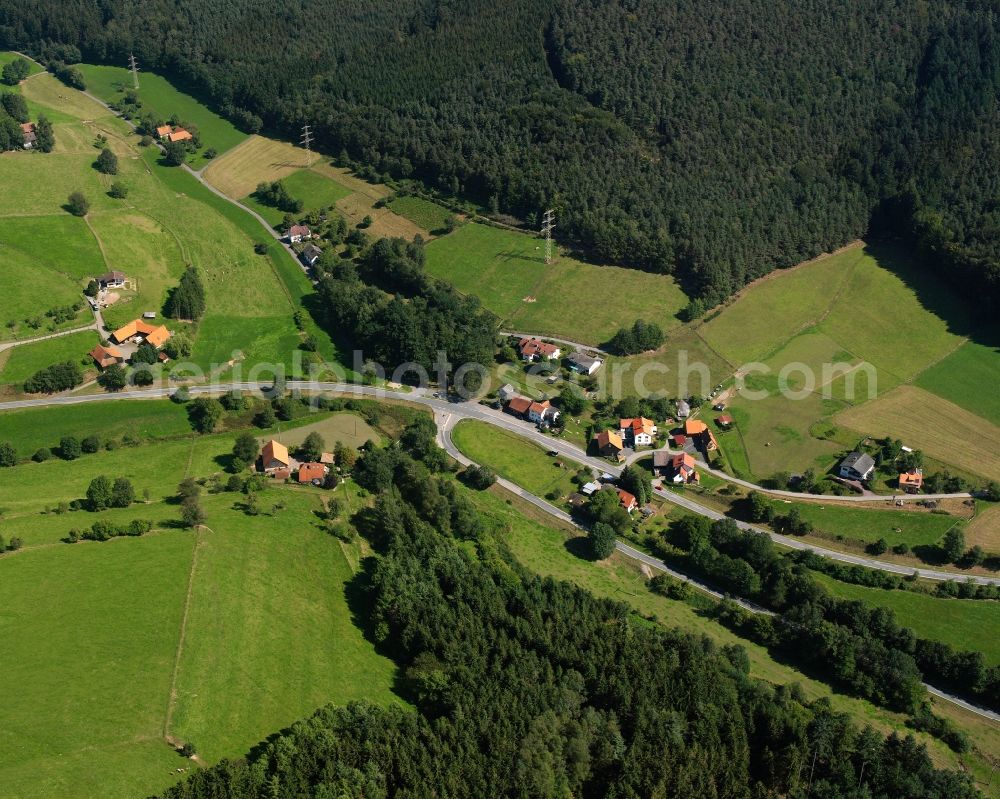 Aerial image Airlenbach - Village - view on the edge of forested areas in Airlenbach in the state Hesse, Germany