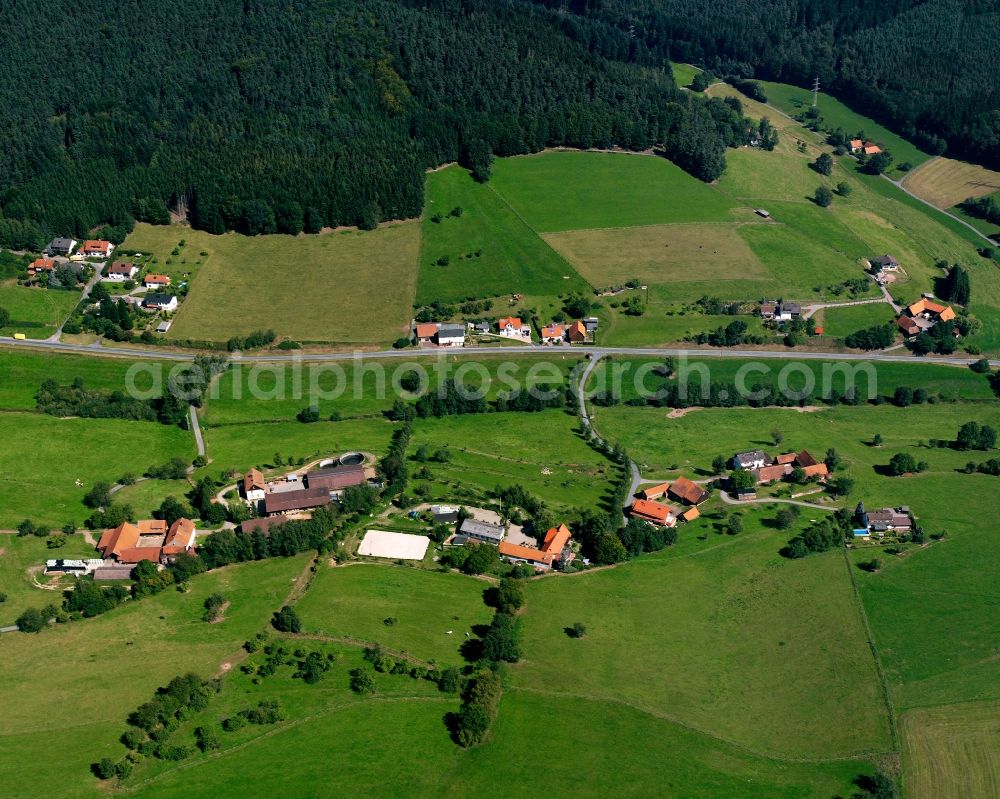 Aerial photograph Airlenbach - Village - view on the edge of forested areas in Airlenbach in the state Hesse, Germany