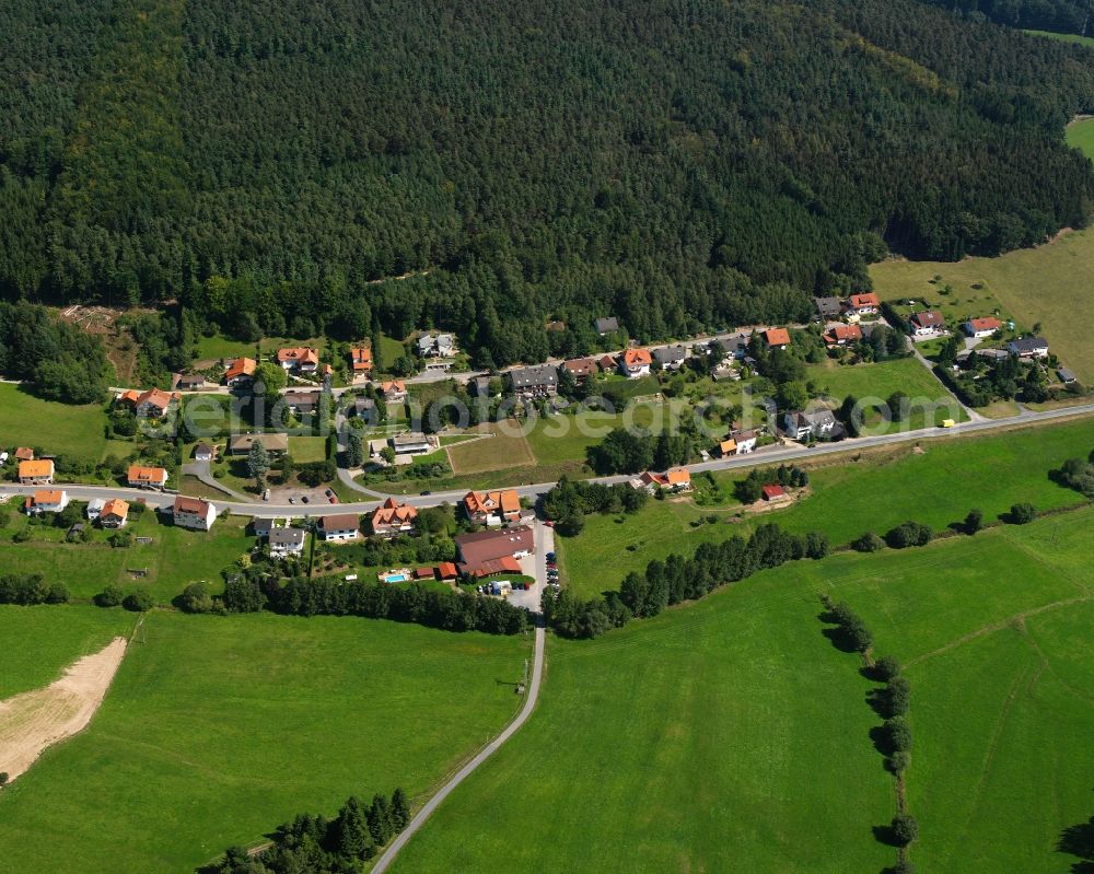 Airlenbach from above - Village - view on the edge of forested areas in Airlenbach in the state Hesse, Germany