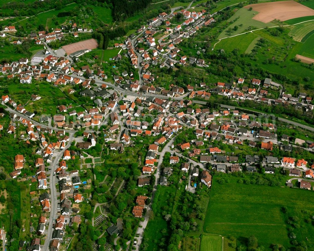 Aerial image Albershausen - Village - view on the edge of forested areas in Albershausen in the state Baden-Wuerttemberg, Germany